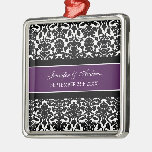 Wedding Ornament Favor Plum Black Damask (Links)