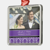 Wedding Ornament Favor Plum Black Damask Aus Metall (Links)