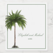 Wedding Palm Tree Green Simple Weinetikett (Einzelnes Label)