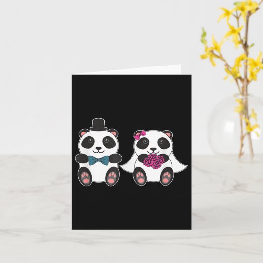 Wedding Panda Bar Bride Groom Verheiratet Honeymoo Karte (Gelbe Blume)