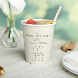 Wedding Paper Cups Champagne Glasses Pappbecher