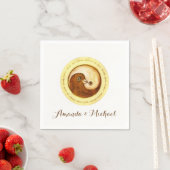 WEDDING PAPIER NAPKIN. Gold YinYang taubt. Serviette (Beispiel)