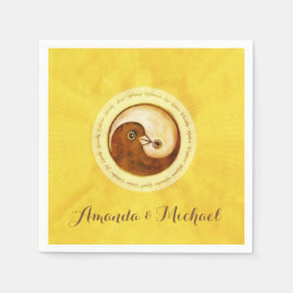 WEDDING PAPIER NAPKIN. Gold YinYang taubt. Serviette