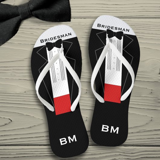 Wedding Party Bridesman Tuxedo Flip Flops Badesandalen