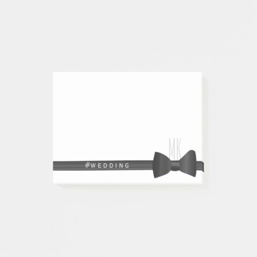 Wedding Party Gefallen Bow Krawatte Monogram Post  Post-it Klebezettel (Vorderseite)