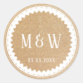 Wedding Party Gold Glitzer Classic Runder Aufkleber