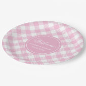Wedding Party Paper Plates Pink Plaid Chic Accent Pappteller (Schrägansicht)