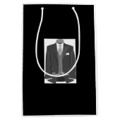 Wedding Party Tuxedo Trauzeuge Black Gift Bag Mittlere Geschenktüte (Vorderseite)
