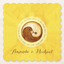 WEDDING PARTY UNTERSETZER. Gold YinYang Tauben Untersetzer