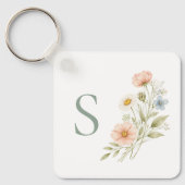 Wedding Party Wildflower Gift Monogram Schlüsselanhänger (Vorderseite)