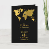 Wedding Passport Black Gold Order of Service Programm (Vorderseite)