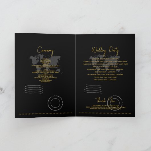 Wedding Passport Black Gold Order of Service Programm (Innenseite)