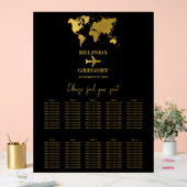 Wedding Passport Black Gold Seating Chart Acrylschild (Hochzeit)