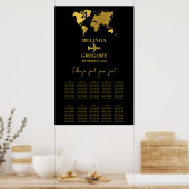 Wedding Passport Black Gold Seating Chart Poster (Küche)