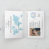 Wedding Passport Dusty Blue Wappen Monogram Einladung (Innenseite)