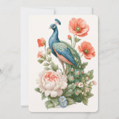 Wedding Peacock Botanical | Vintage Floral Art Einladung (Rückseite)