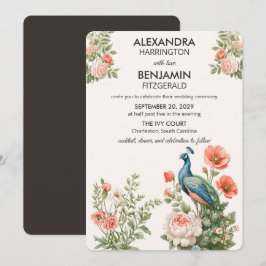 Wedding Peacock Botanical | Vintage Floral Art Einladung
