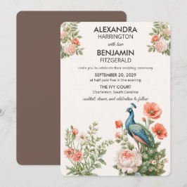 Wedding Peacock Botanical | Vintage Floral Art Einladung