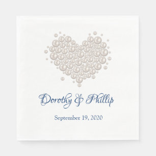 Wedding Pearl Heart Paper Napkins Serviette