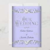 Wedding Periwinkle Blue Silver Diamond Herz Einladung (Vorderseite)