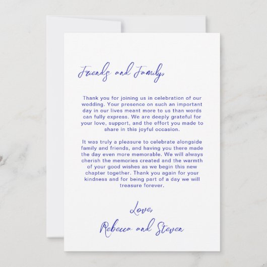 Wedding Photo Blue Doodle Heart Overprint Border Dankeskarte (Rückseite)