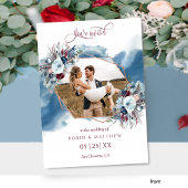 Wedding Photo Blue Purple Burgundy Watercolor Einladung