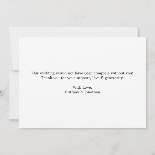 Wedding Photo Calligraphy Script Heart  Dankeskarte (Rückseite)