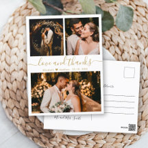 Wedding Photo Collage Love and Thanks Thank You Po