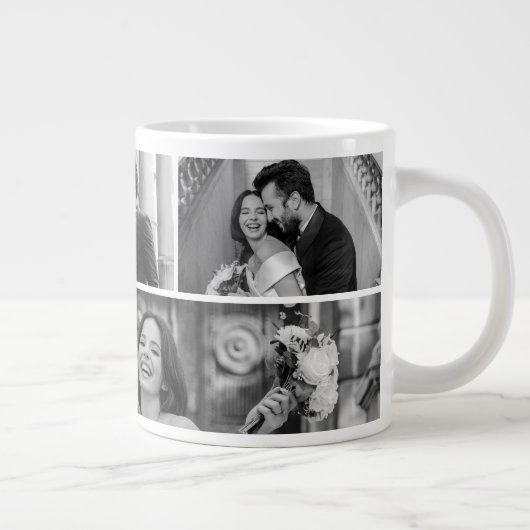 Wedding Photo Collage Mug with Initial & Date Jumbo-Tasse (Rechts)