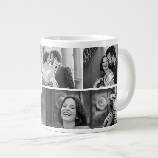 Wedding Photo Collage Mug with Initial & Date Jumbo-Tasse (Vorderseite Rechts)