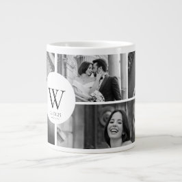 Wedding Photo Collage Mug with Initial & Date Jumbo-Tasse