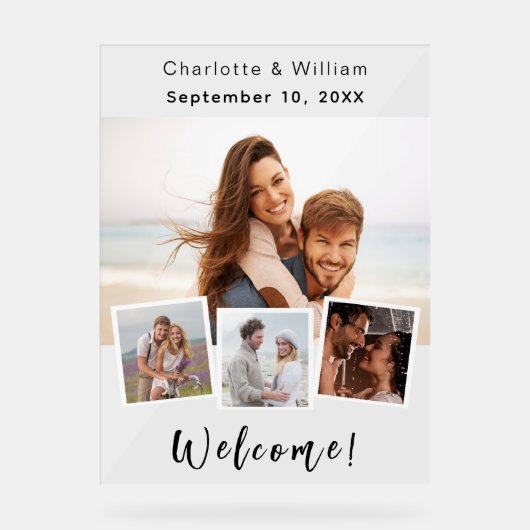 Wedding photo collage welcome clear sign acrylschild (Vorderseite)