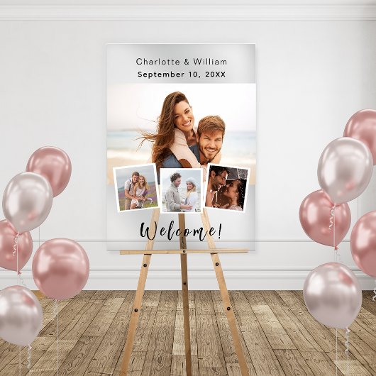 Wedding photo collage welcome clear sign acrylschild