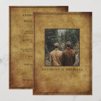 Wedding Photo Elegant Brown Grunge Background   Einladung