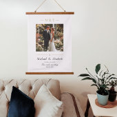 Wedding Photo Elegant Cream Gold Modern Custom Wandteppich Mit Holzrahmen