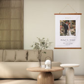 Wedding Photo Elegant Cream Gold Modern Custom Wandteppich Mit Holzrahmen