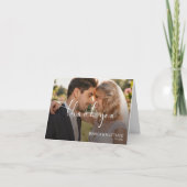 Wedding Photo Gradient Calligraphy Script Dankeskarte (Vorderseite)
