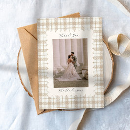 Wedding Photo Guest Appreciation Gingham Dankeskarte