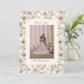 Wedding Photo Guest Appreciation Gingham Floral Dankeskarte (Stehend Vorderseite)