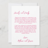 Wedding Photo Guest Appreciation Pink Bow Dankeskarte (Rückseite)