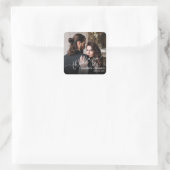 Wedding Photo Hand-Lettered Thank You Quadratischer Aufkleber (Tasche)