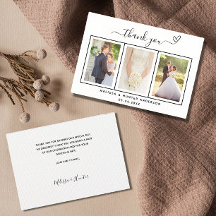 Wedding photo heart script elegant luxury dankeskarte