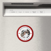 Wedding Photo in White Circle with Red Heart Magnet (In Situ (Geschirrspüler))