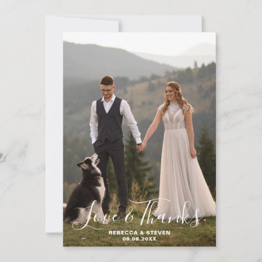 Wedding Photo Love and Thanks Guest Appreciation Dankeskarte (Vorderseite)