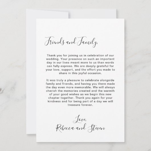 Wedding Photo Love and Thanks Guest Appreciation Dankeskarte (Rückseite)