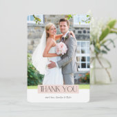 WEDDING PHOTO modern chic serif blush pink block Dankeskarte (Stehend Vorderseite)