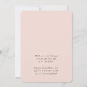 WEDDING PHOTO modern chic serif blush pink block Dankeskarte (Rückseite)