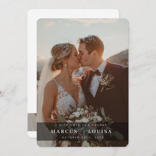 WEDDING PHOTO modern elegant chic ampersand black Dankeskarte (Vorne/Hinten)