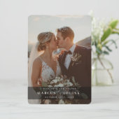 WEDDING PHOTO modern elegant chic ampersand black Dankeskarte (Stehend Vorderseite)