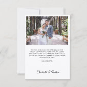 Wedding photo modern simple dankeskarte (Rückseite)